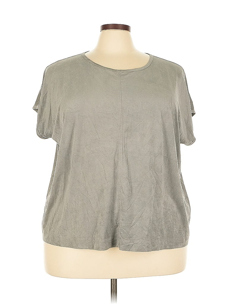 COLDWATER CREEK Pre-owned Short Sleeve Top Gray Keyhole Neckline Tops