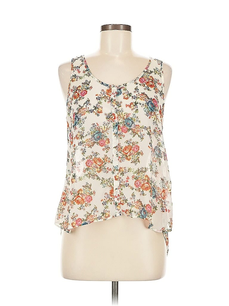 Pre-owned Ambiance Apparel Sleeveless Blouse In White