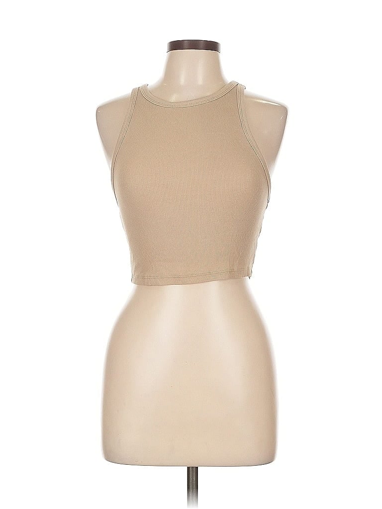 Pre-owned Zara Tank Top Tan Halter Neckline Tops In Brown