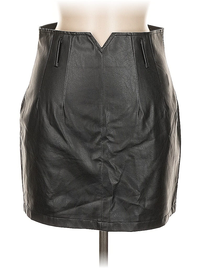 Kittenish Faux Leather Skirt In Black
