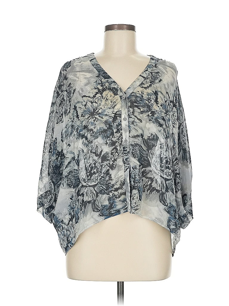 Pre-owned Halogen 3/4 Sleeve Blouse In Blue
