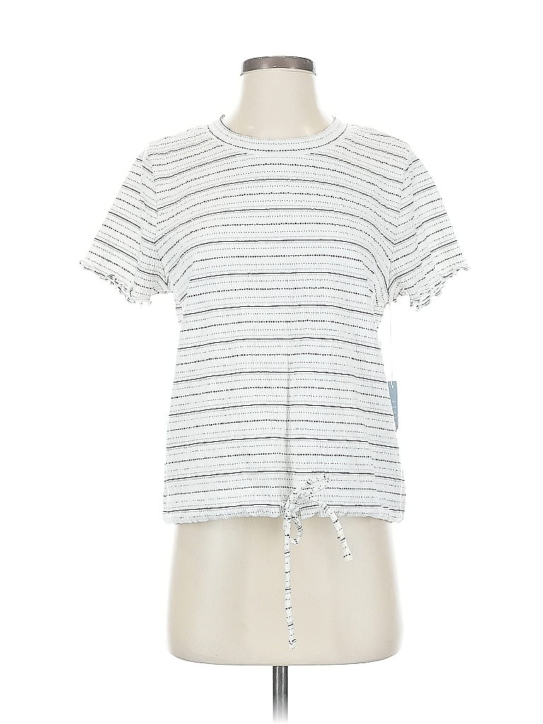 Gap Short Sleeve Top White Keyhole Neckline Tops In White