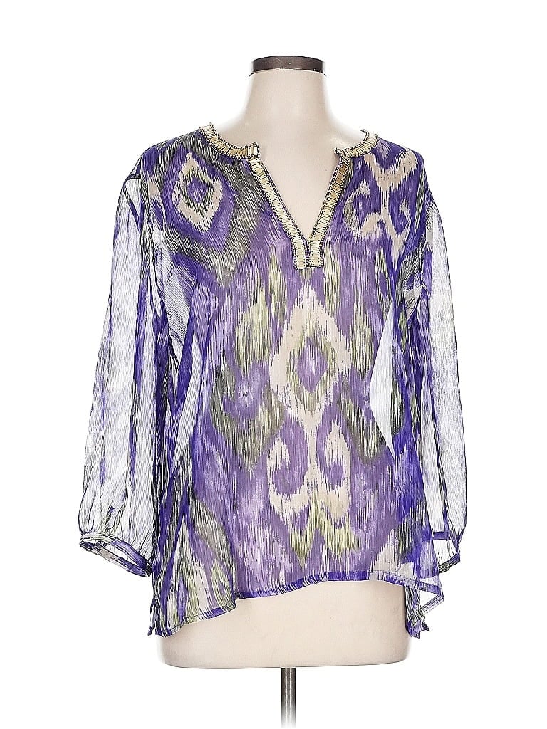 Pre-owned Travelers By Chico's 3/4 Sleeve Blouse In Purple