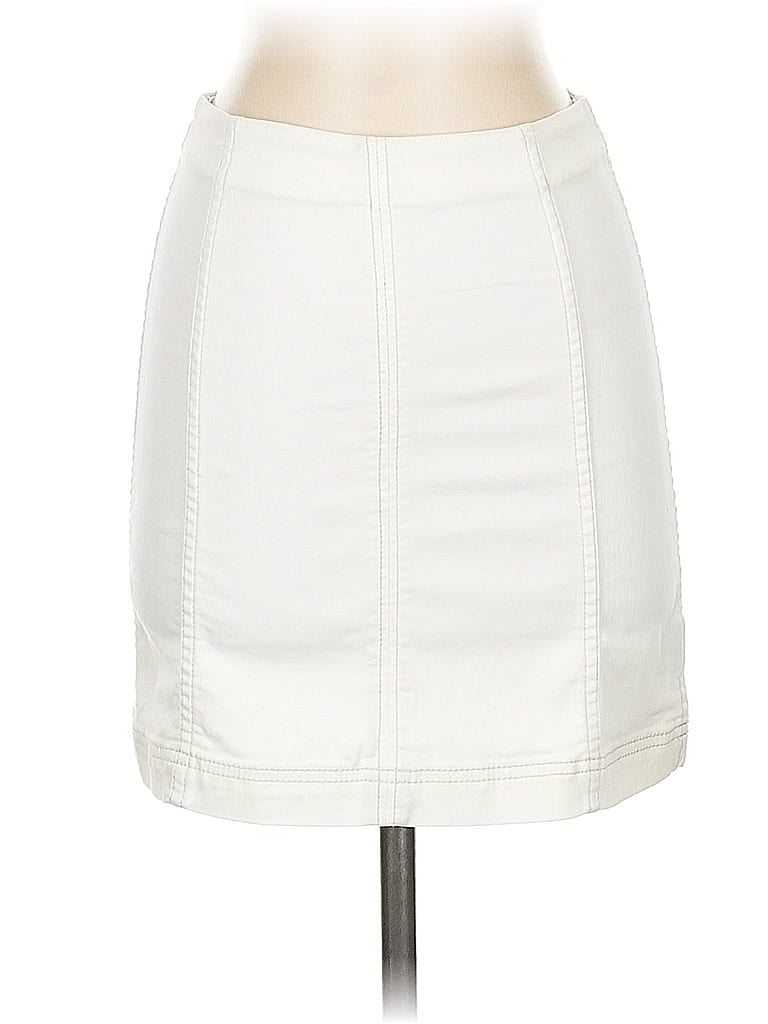 Pre-owned Free People Faux Leather Skirt In White