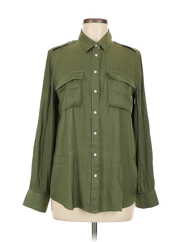 Pre-owned Banana Republic Long Sleeve Blouse In Green