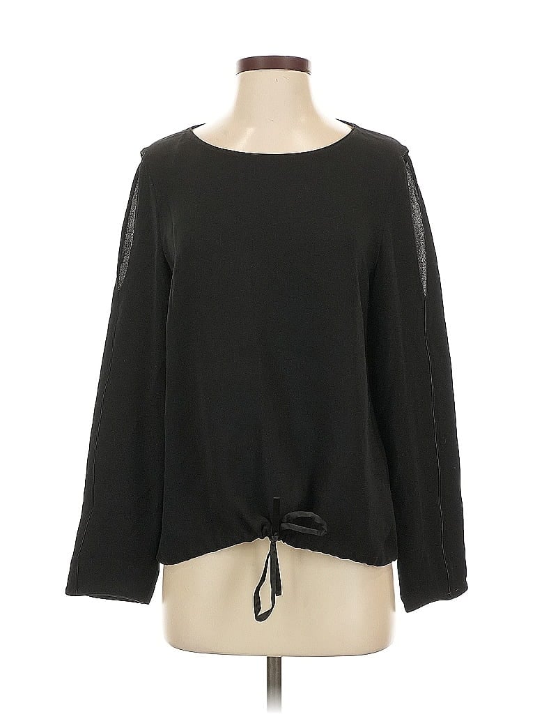 Pre-owned Lafayette 148 Long Sleeve Top Black Boatneck Tops