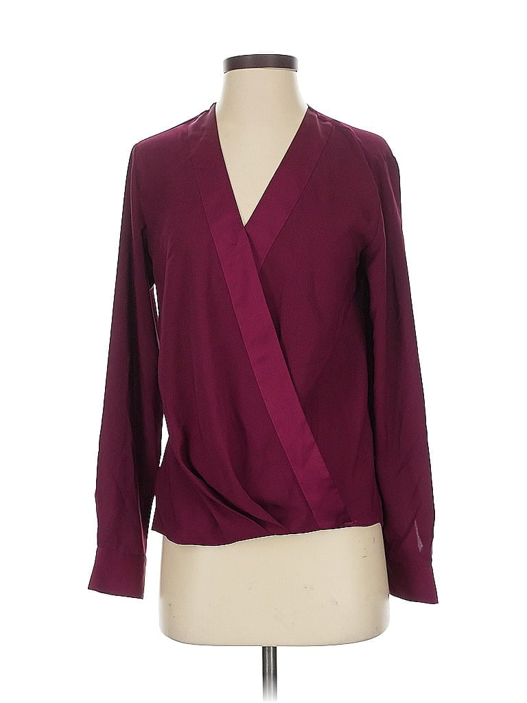 Pre-owned Ann Taylor Long Sleeve Blouse In Burgundy
