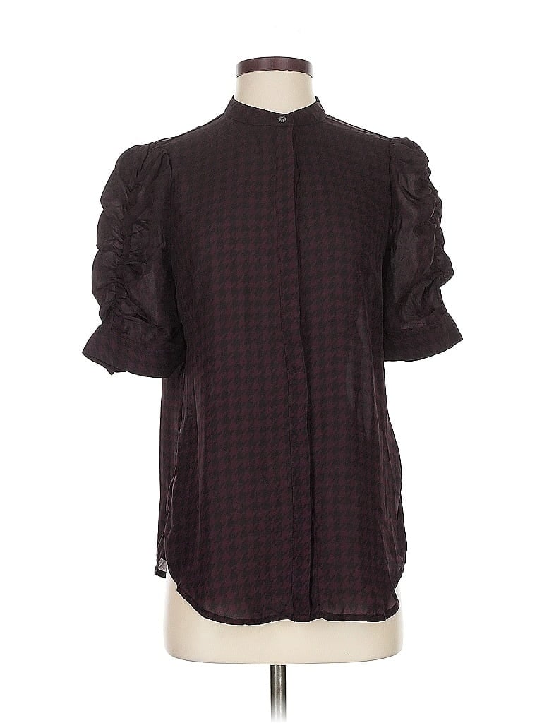 Pre-owned Laundry By Shelli Segal Short Sleeve Blouse In Burgundy