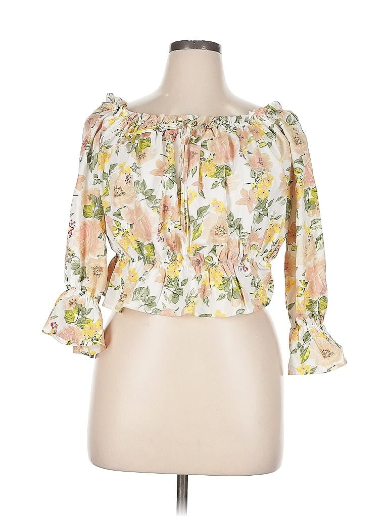 Pre-owned Shein Curve 3/4 Sleeve Blouse In Yellow