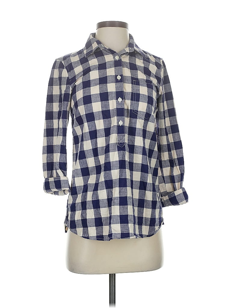 Pre-owned J.crew Factory Store 3/4 Sleeve Button Down Shirt In Blue