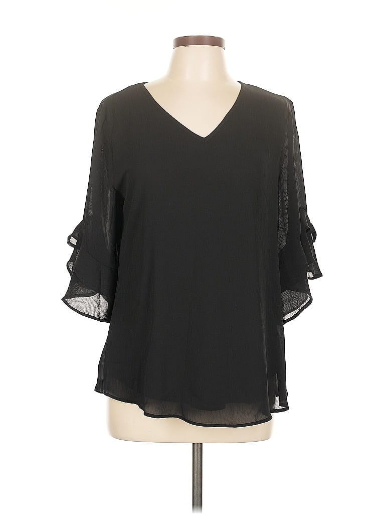 Pre-owned Assorted Brands 3/4 Sleeve Blouse In Black
