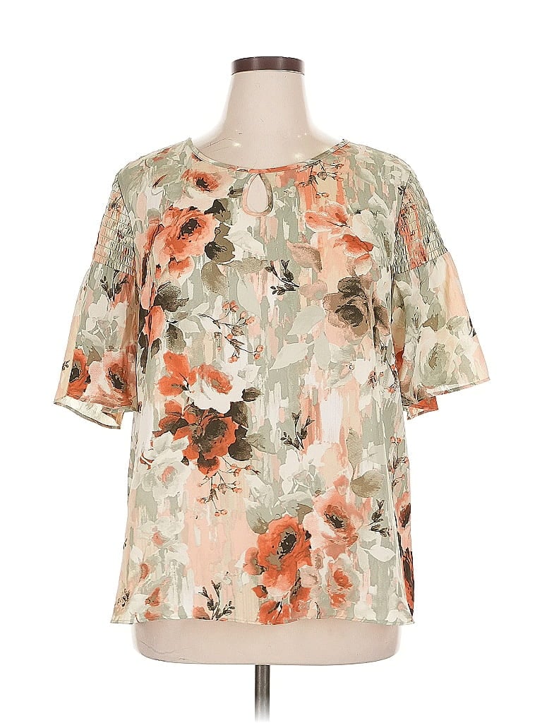 Pre-owned C Established 1946 Short Sleeve Blouse In White