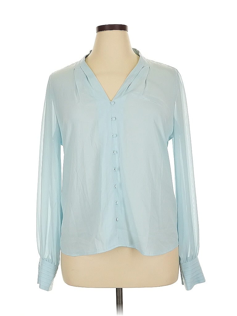 Pre-owned Calvin Klein Long Sleeve Blouse In Blue