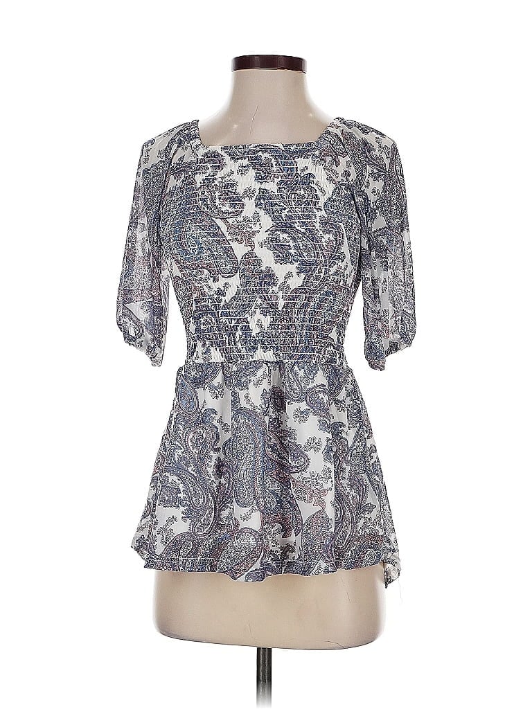 Pre-owned C Established 1946 Short Sleeve Blouse In Silver