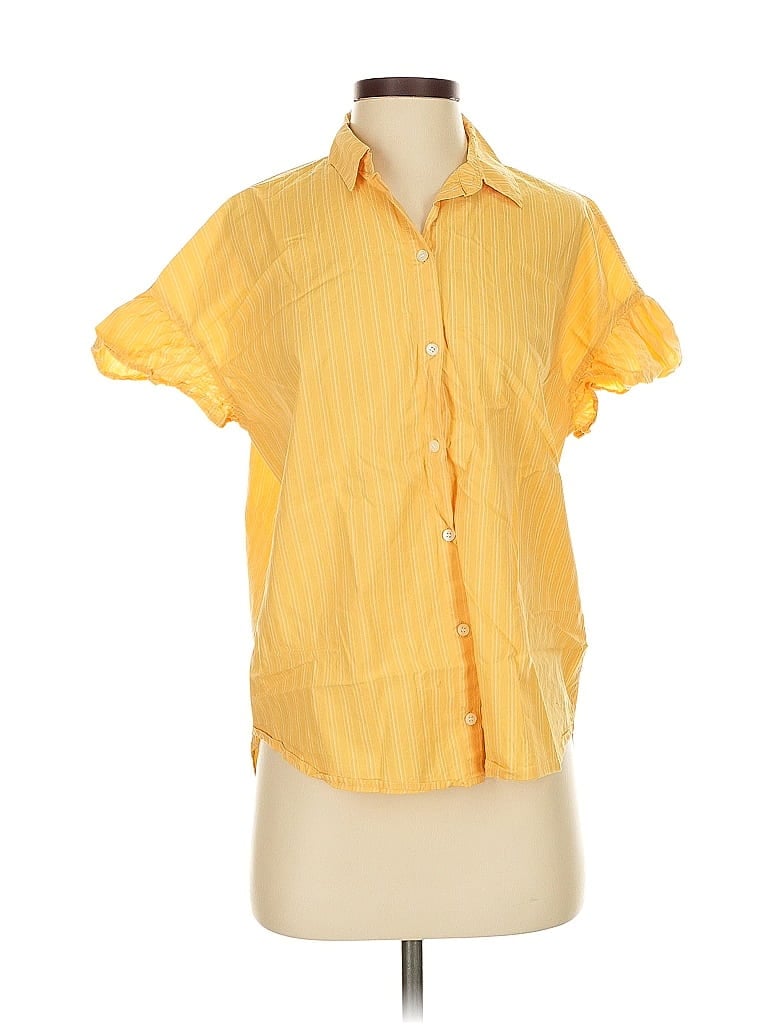 Pre-owned Madewell Short Sleeve Blouse In Yellow
