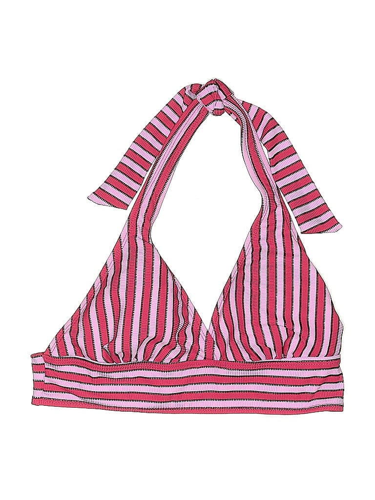 Pre-owned Anne Cole Swimsuit Top Red Stripes Pattern Swimwear