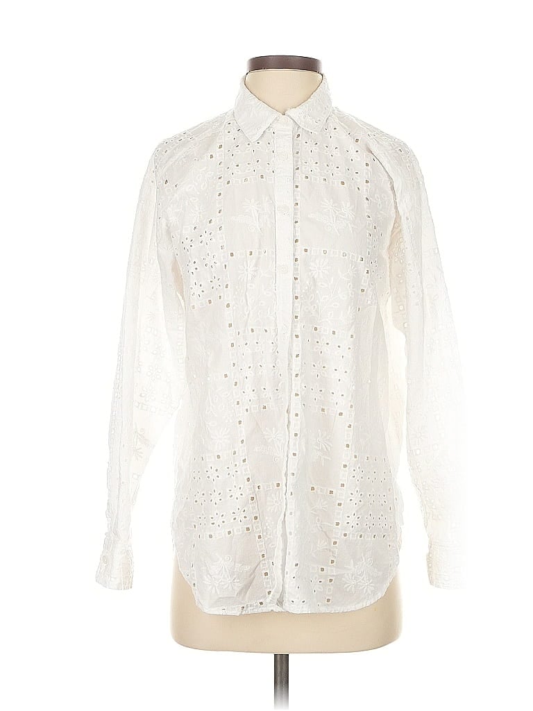 Pre-owned Ann Taylor Loft Long Sleeve Button Down Shirt In White