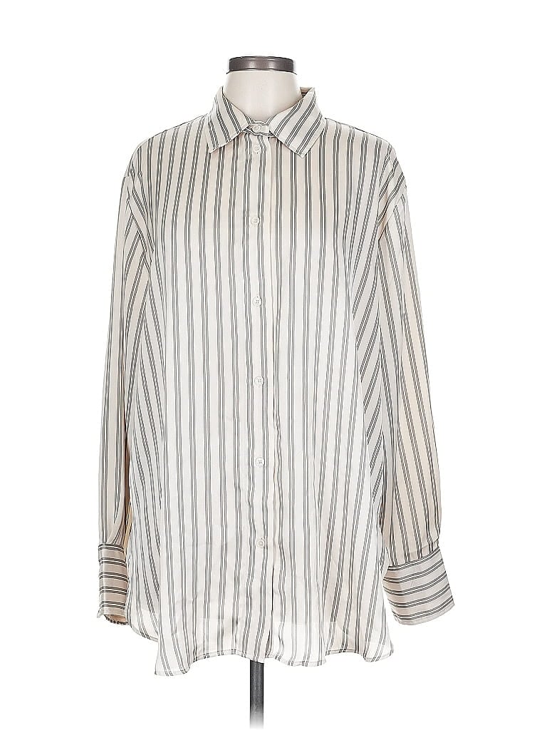 Pre-owned H&m Long Sleeve Blouse In White