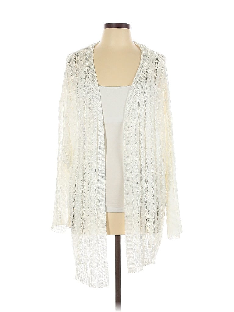 Pre-owned Pink Lily Cardigan Sweater In White