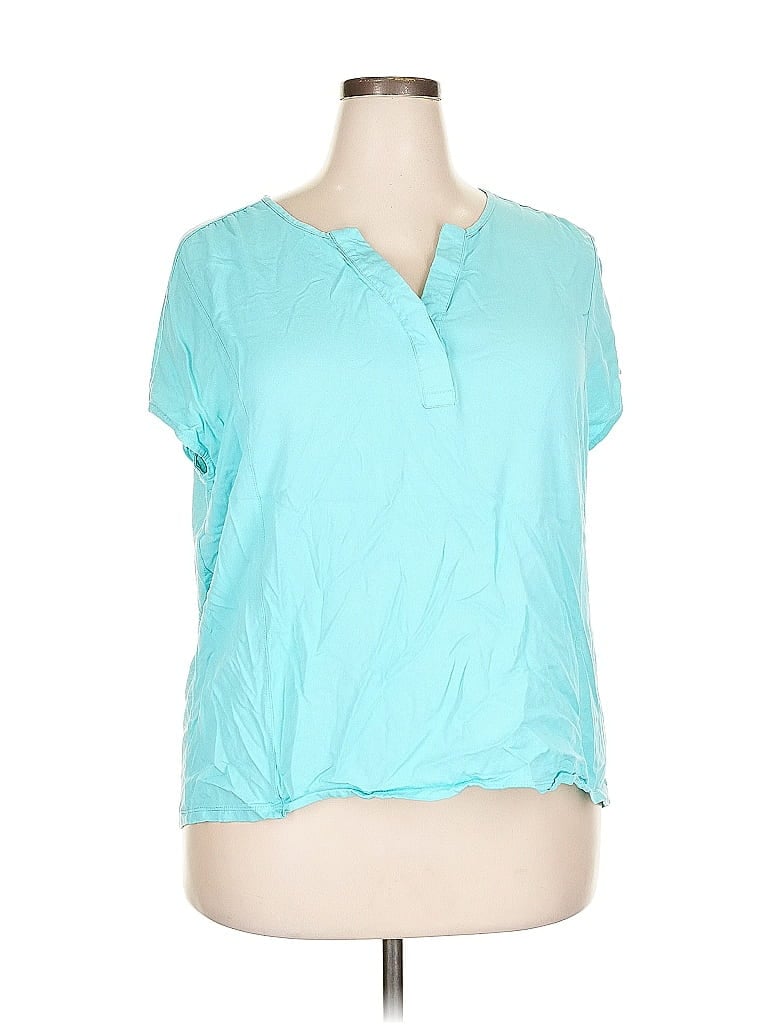 Pre-owned Nine West Short Sleeve Blouse In Blue