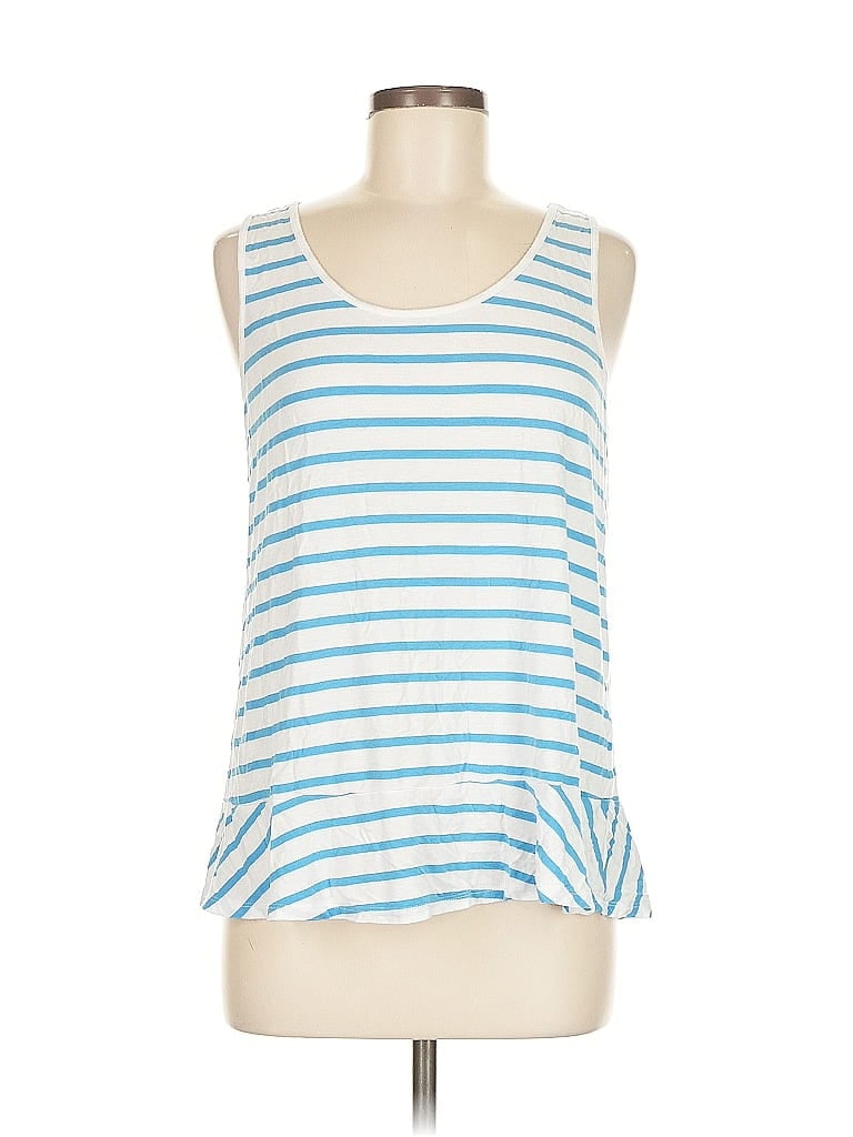 Pre-owned Draper James Tank Top Blue Ruffles Neckline Tops