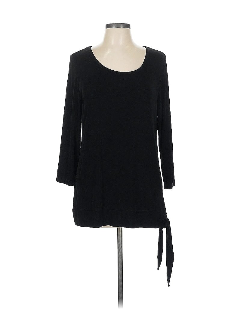 Pre-owned Travelers By Chico's 3/4 Sleeve Top Black Boatneck Tops