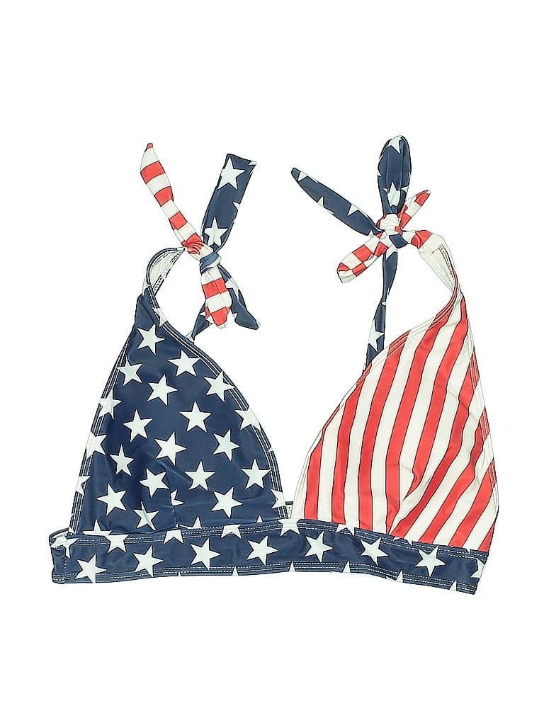 Pre-owned Unbranded Swimsuit Top Blue Stars Pattern Swimwear