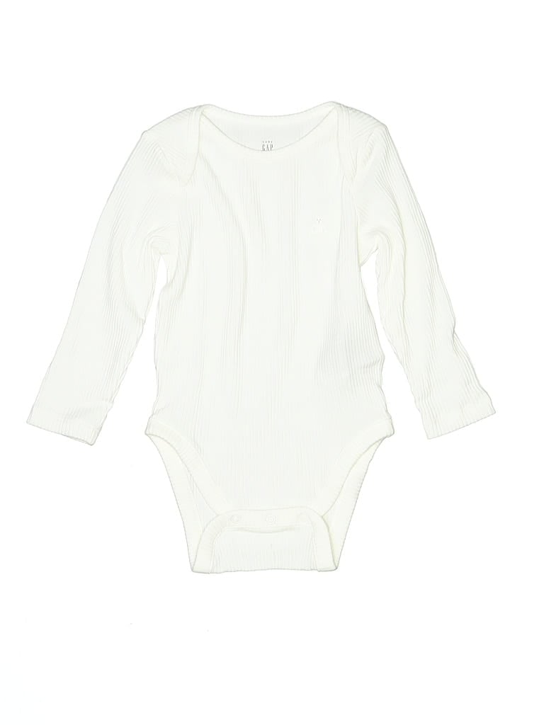 Pre-owned Baby Gap Kids' Long Sleeve Onesie In White