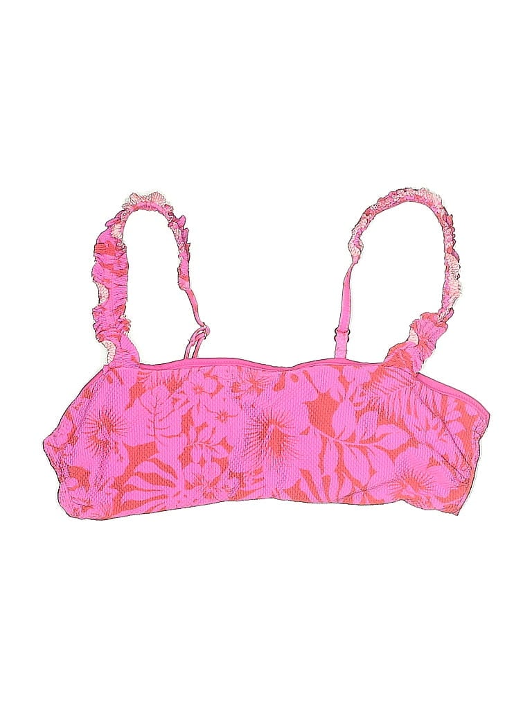 Pre-owned Raisins Swimsuit Top Pink Floral Pattern Swimwear