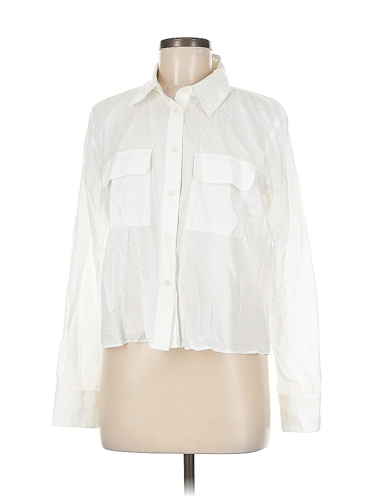 Pre-owned Ann Taylor Long Sleeve Blouse In White