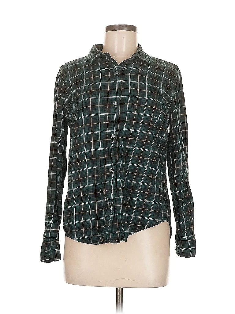 Pre-owned Old Navy Long Sleeve Button Down Shirt In Green