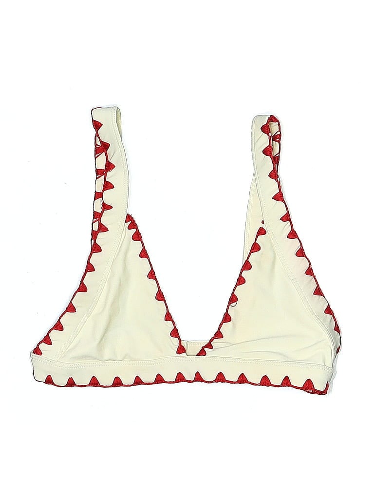Click to view more detailed imagery on our partner's website Pre-owned Lovers & Friends Swimsuit Top Ivory Argyle Pattern Swimwear In White