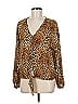 Blue Rain 100% Polyester Animal Print Brown Long Sleeve Blouse Size M - photo 1