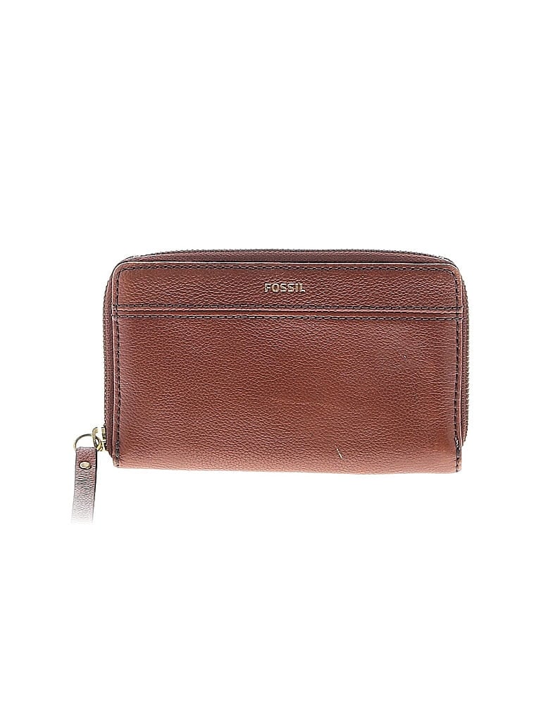 Pre-owned Fossil Leather Wristlet In Brown