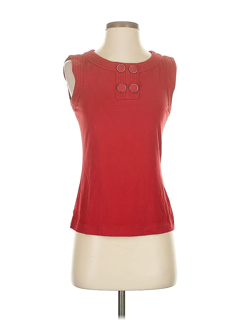 Pre-owned Ann Taylor Sleeveless Top Red Keyhole Neckline Tops