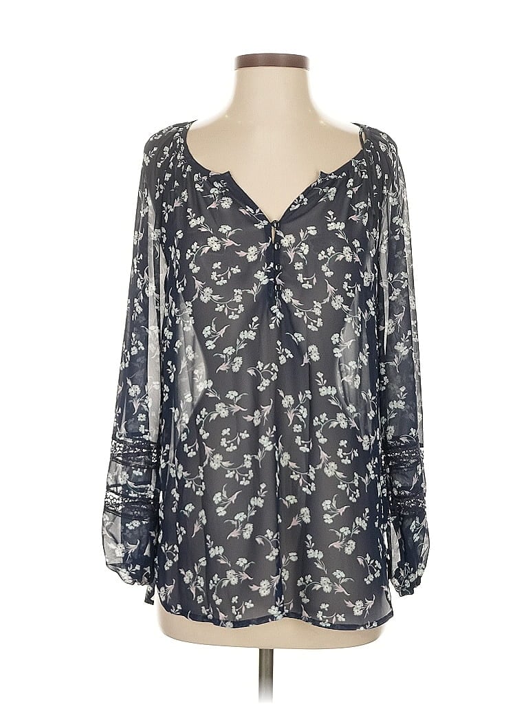 Pre-owned Lc Lauren Conrad Long Sleeve Blouse In Gray