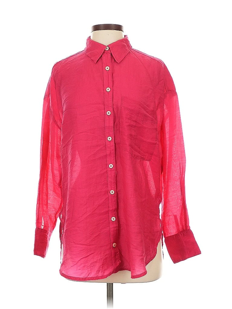 Pre-owned Maeve By Anthropologie Long Sleeve Button Down Shirt In Red