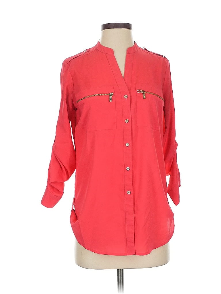 Pre-owned Calvin Klein 3/4 Sleeve Button Down Shirt In Pink