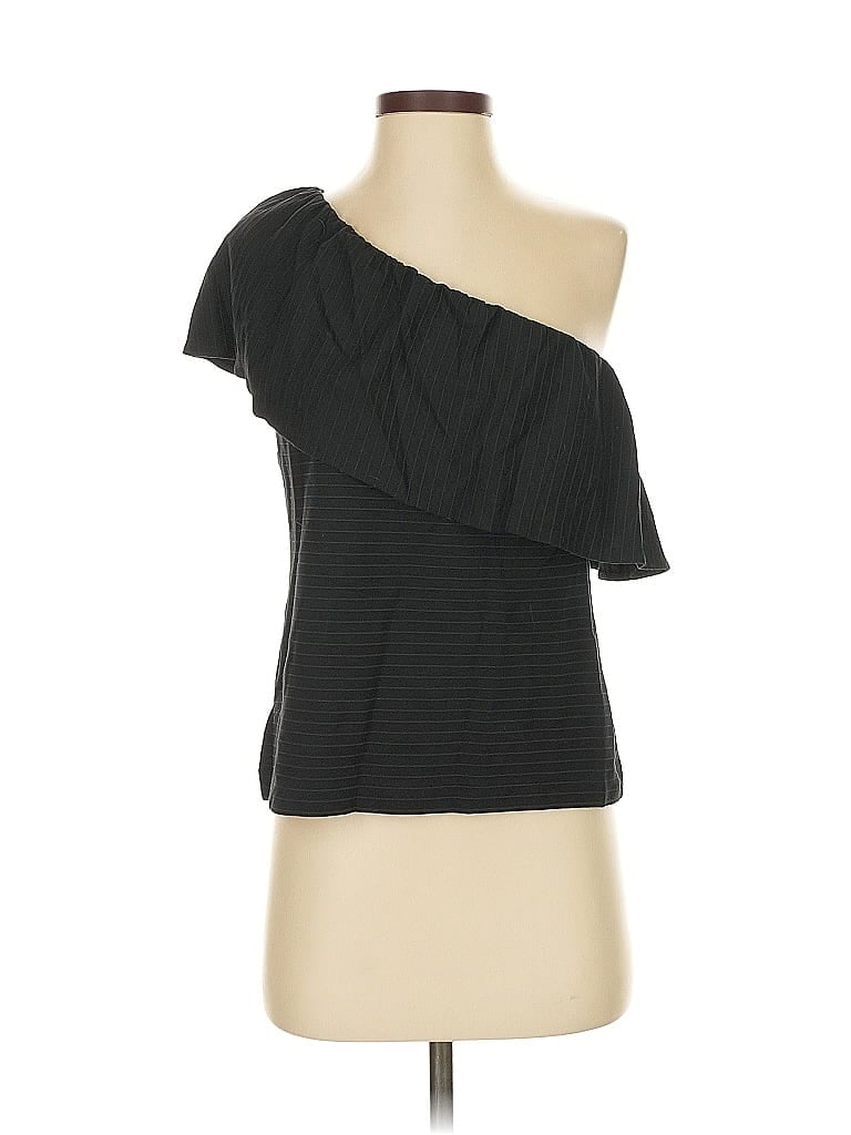 Pre-owned Ann Taylor Short Sleeve Top Black One Shoulder Neckline Tops