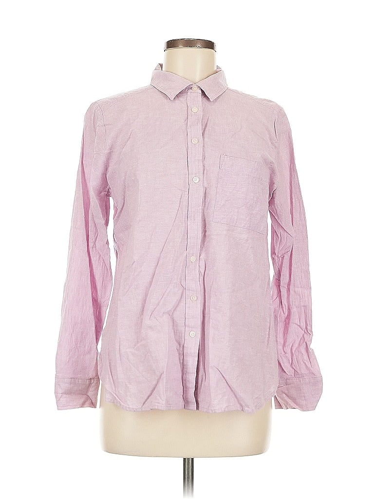 Pre-owned Ann Taylor Loft Long Sleeve Button Down Shirt In Pink