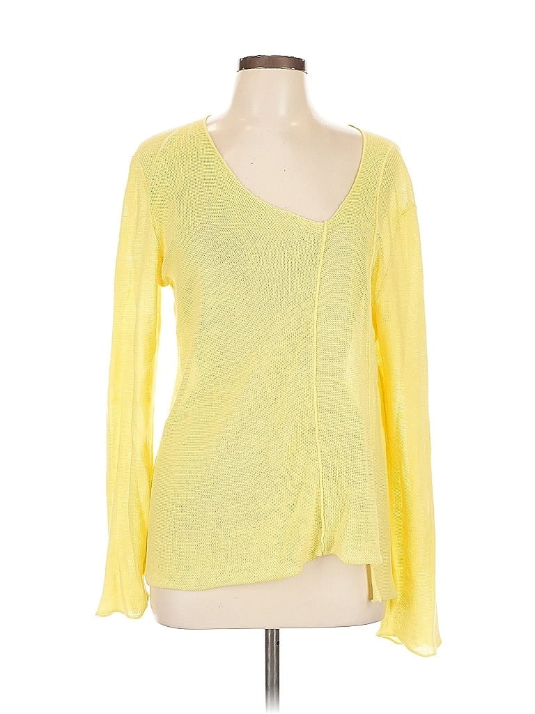 Pre-owned Eileen Fisher Cardigan Sweater In Yellow