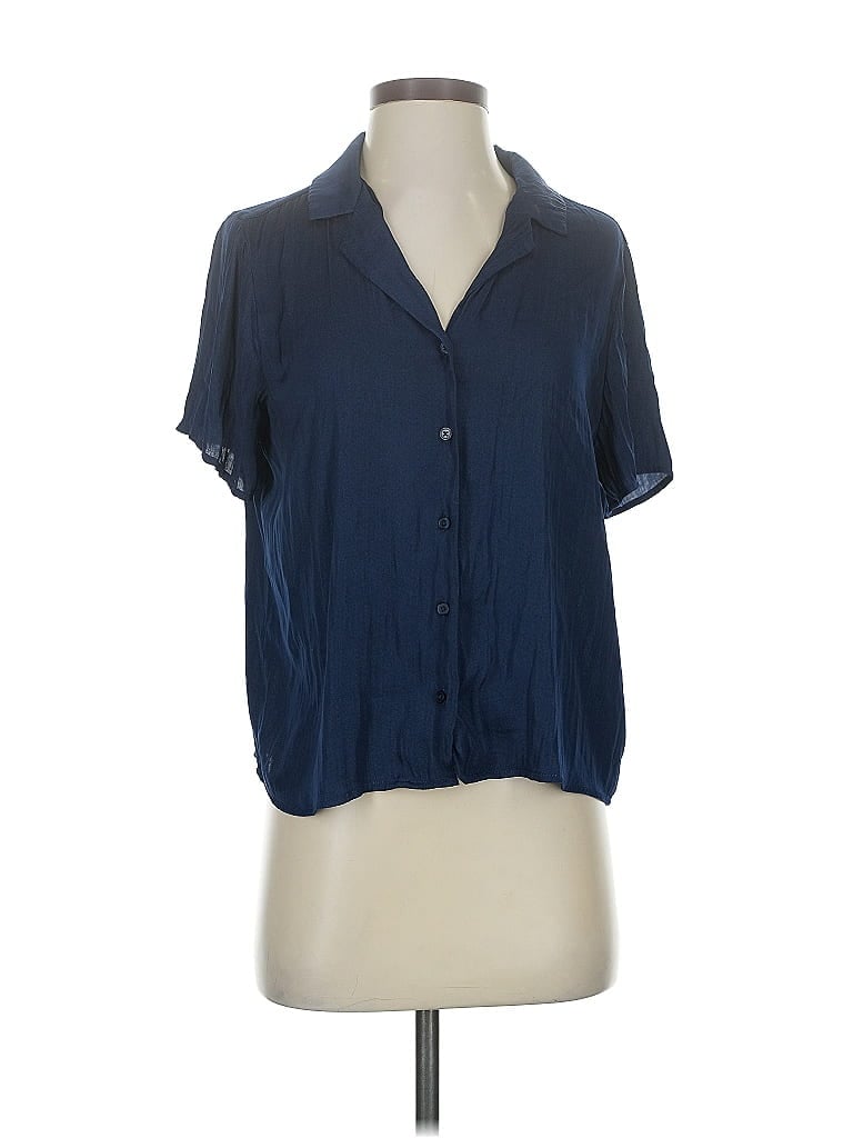 Pre-owned Rachel Rachel Roy Short Sleeve Blouse In Blue