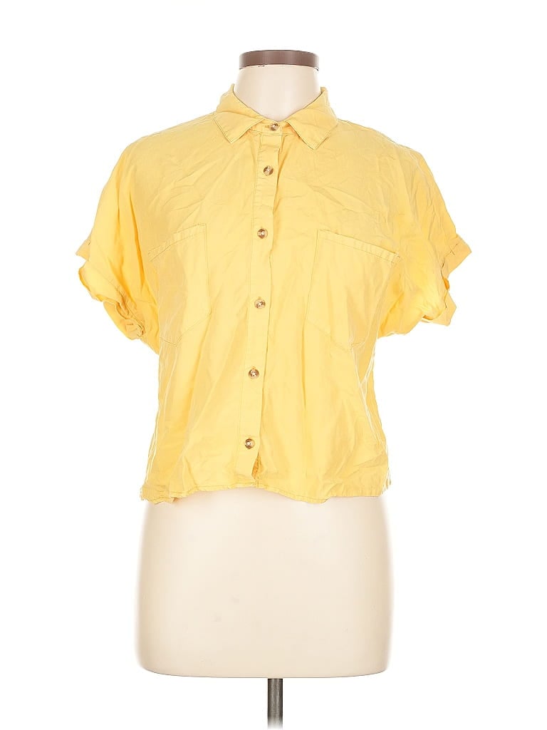 Pre-owned Thread & Supply Short Sleeve Blouse In Yellow