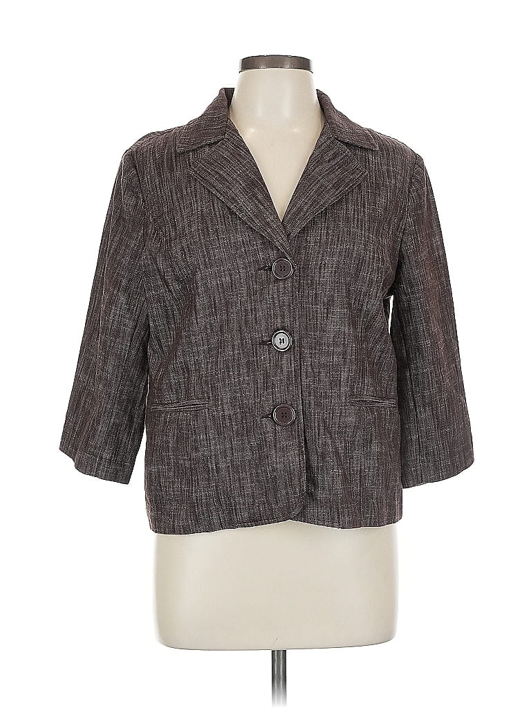 Pre-owned Dressbarn 3/4 Sleeve Button Down Shirt In Gray