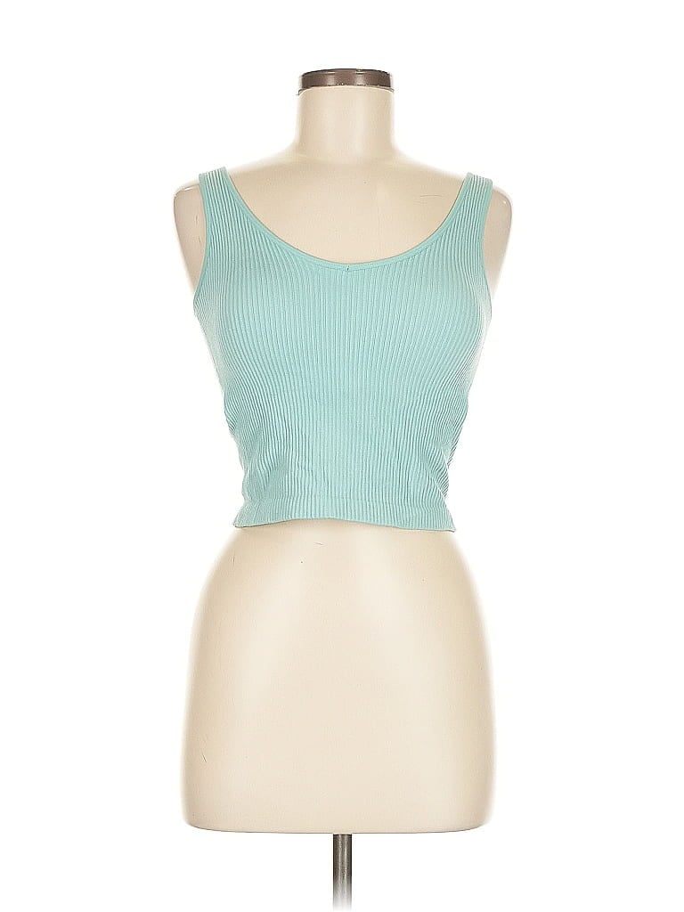 Pre-owned Revival Tank Top Teal Strapless Neckline Tops In Blue