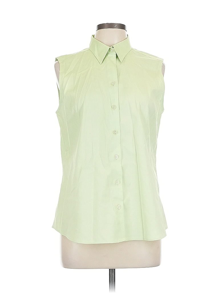 Pre-owned Eddie Bauer Sleeveless Button Down Shirt In Green
