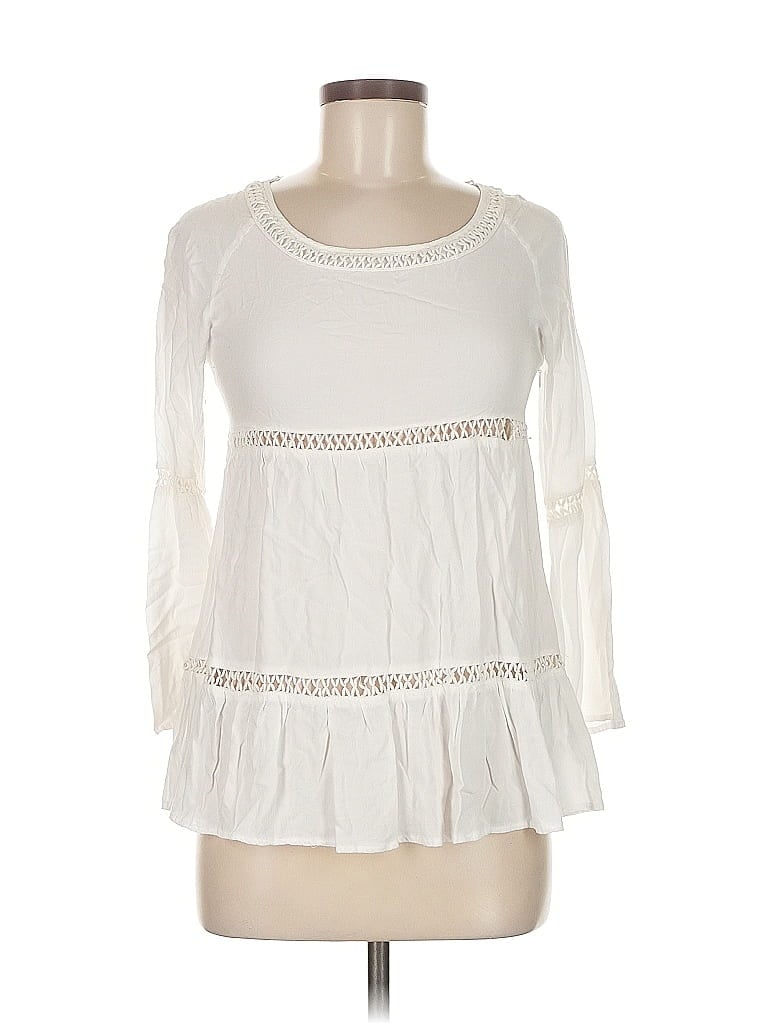 Pre-owned Miss Love Long Sleeve Blouse In White