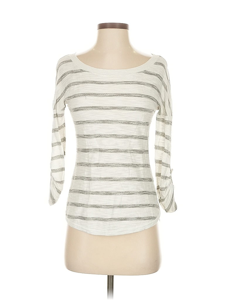 Pre-owned Express 3/4 Sleeve T-shirt In White