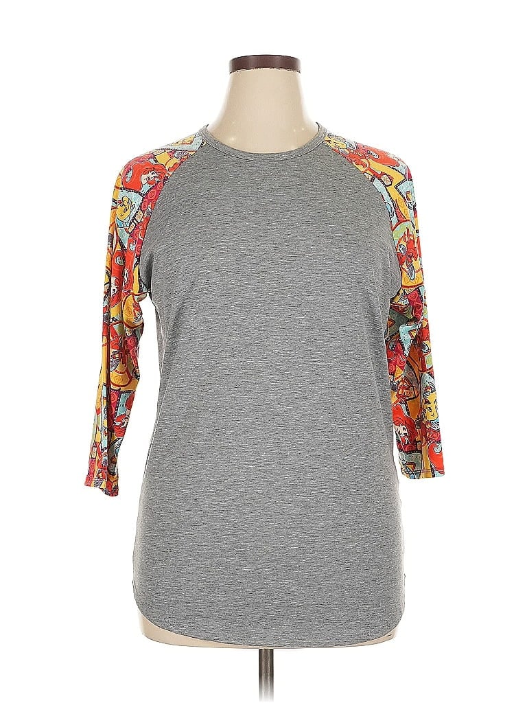 Pre-owned Lularoe 3/4 Sleeve T-shirt In Gray