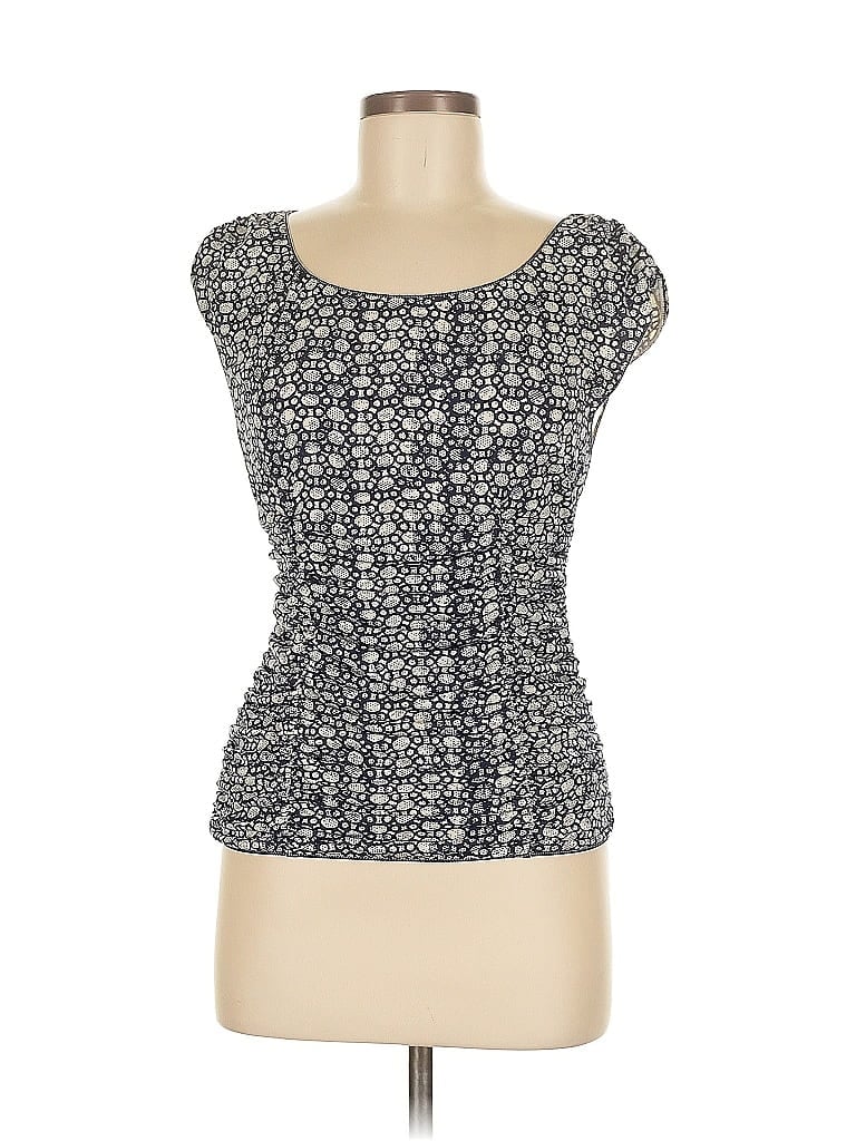 Pre-owned Max Studio Short Sleeve Top Gray Scoop Neck Tops